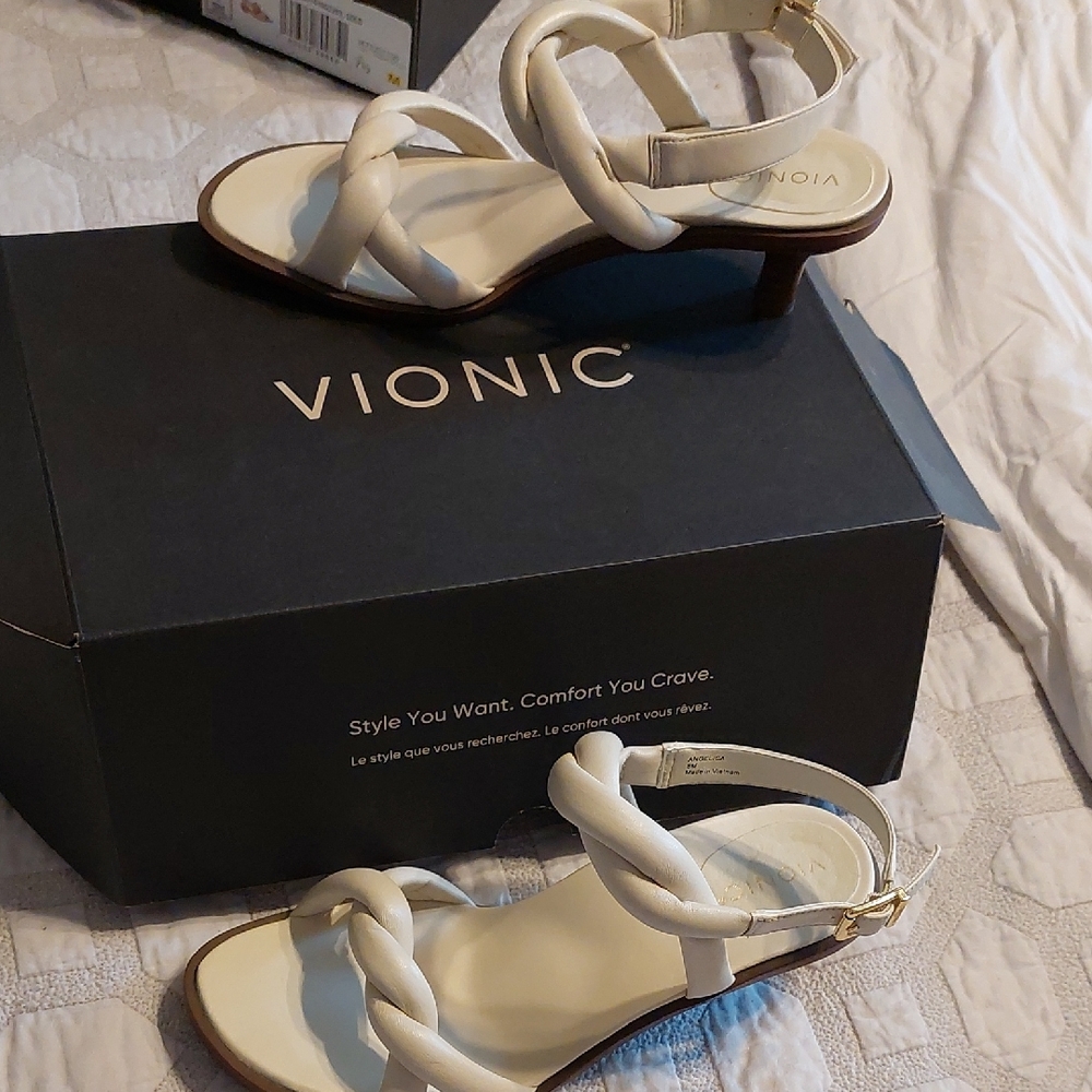 Vionic Cream Sandals With Supportive Footbed - image 1